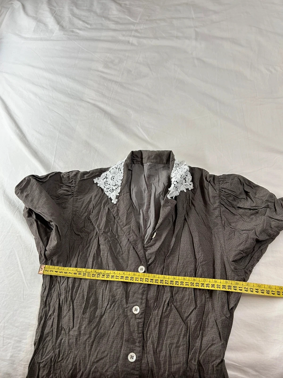 Vintage grijze beige blouse van viscose – photo 7